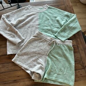 Anthropologie Lea Colorblock Knit Sweater Set M